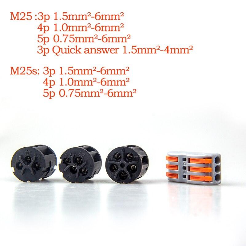 IP68 Waterproof Connector I-Type M20 2/3/4 Pin Electrical Terminal Adapter Wire Connector.