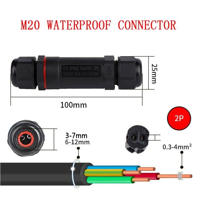 IP68 Waterproof Connector I-Type M20 2/3/4 Pin Electrical Terminal Adapter Wire Connector.
