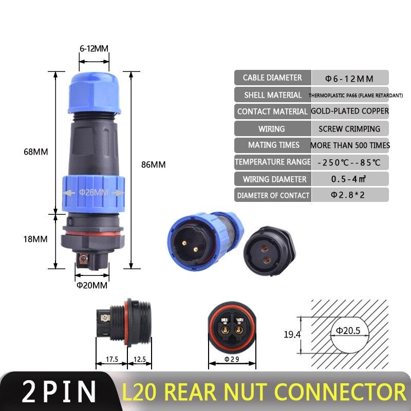 IP68 Waterproof Connector Male Plug &amp; Female Socket 2/3/4 Pin Optional.