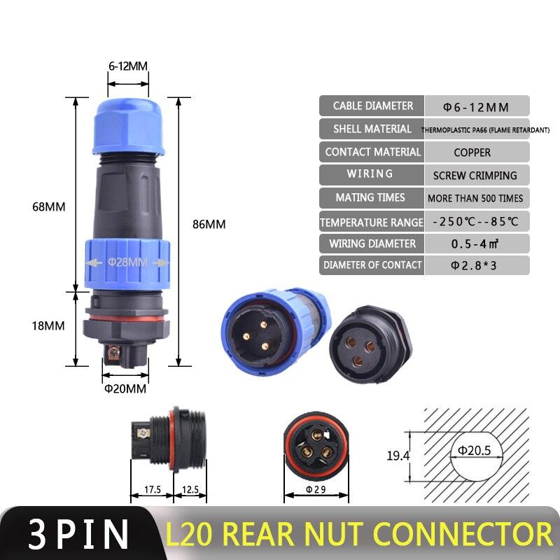 IP68 Waterproof Connector Male Plug &amp; Female Socket 2/3/4 Pin Optional.