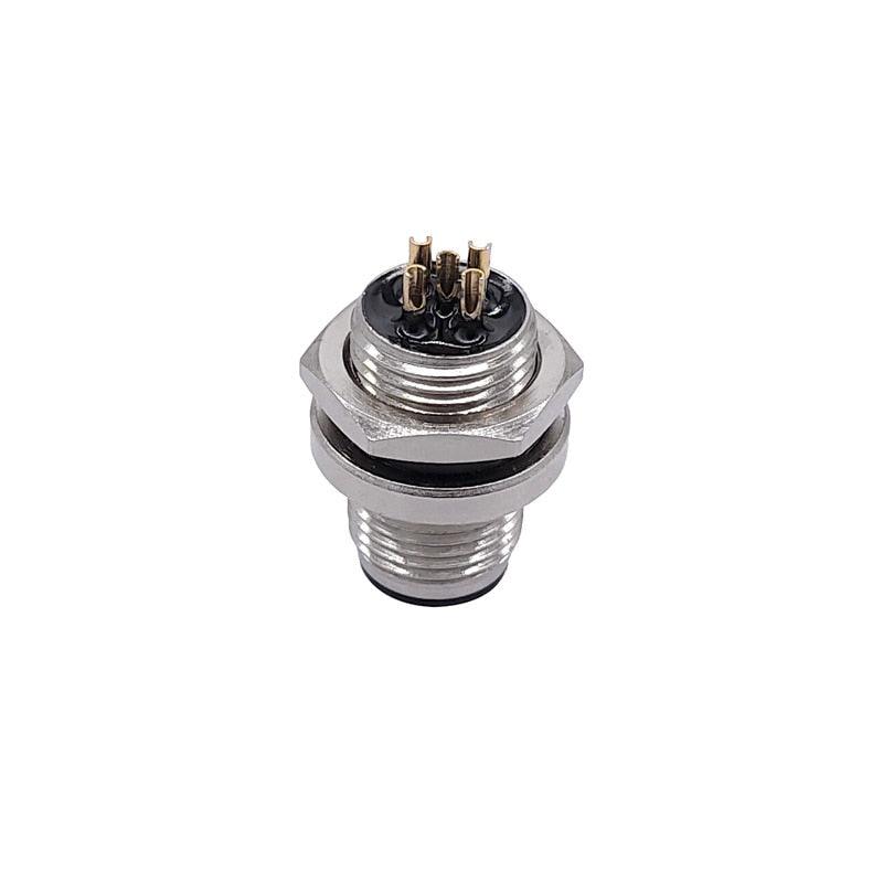 M12 panel back mount Flange Socket Sensor Connector Waterproof Screw Threaded coupling Male Female 3 4 5 8Pin.