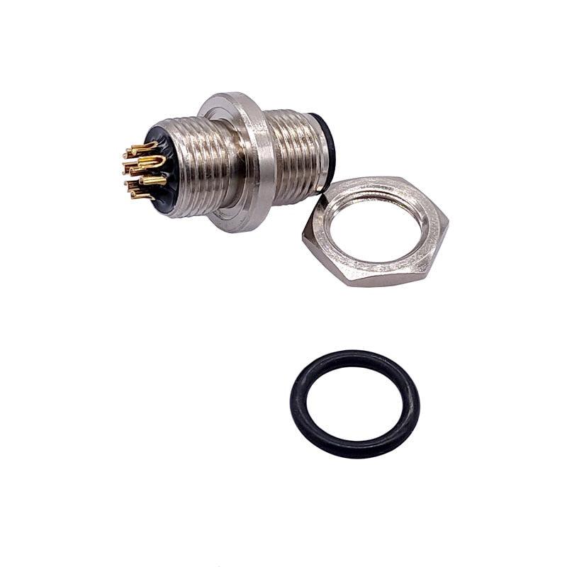 M12 panel back mount Flange Socket Sensor Connector Waterproof Screw Threaded coupling Male Female 3 4 5 8Pin.