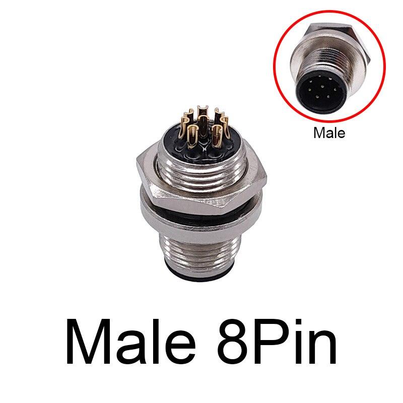 M12 panel back mount Flange Socket Sensor Connector Waterproof Screw Threaded coupling Male Female 3 4 5 8Pin.