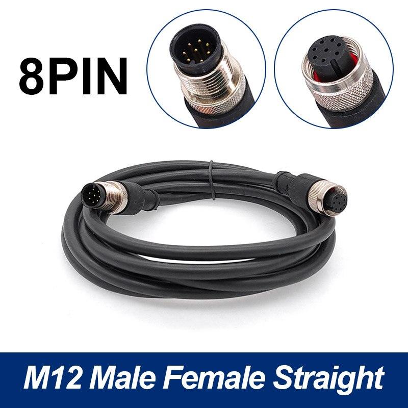 M12 sensor connector cable double head male female 2m wire waterproof 4Pin 5Pin 8Pin.