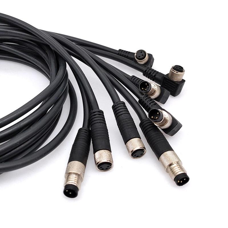 M8 Sensor Connector Cable Waterproof plug Male&amp;Female Straight Angle 4 5 Pin +2m PVC line.m8 3 pin connector