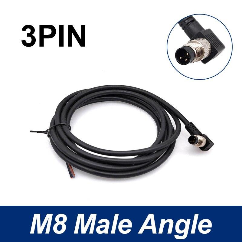 M8 Sensor Connector Cable Waterproof plug Male&amp;Female Straight Angle 4 5 Pin +2m PVC line.m8 3 pin connector