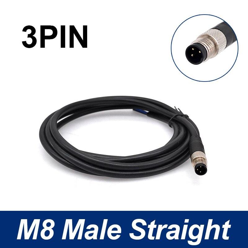 M8 Sensor Connector Cable Waterproof plug Male&amp;Female Straight Angle 4 5 Pin +2m PVC line.m8 3 pin connector