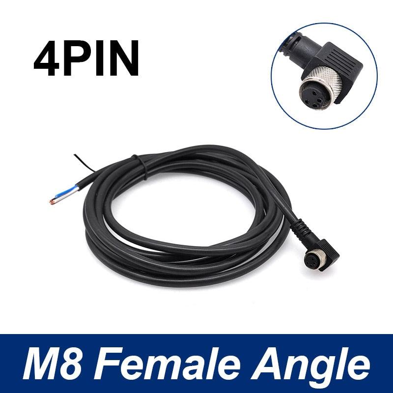 M8 Sensor Connector Cable Waterproof plug Male&amp;Female Straight Angle 4 5 Pin +2m PVC line.m8 3 pin connector