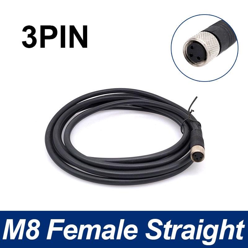 M8 Sensor Connector Cable Waterproof plug Male&amp;Female Straight Angle 4 5 Pin +2m PVC line.m8 3 pin connector