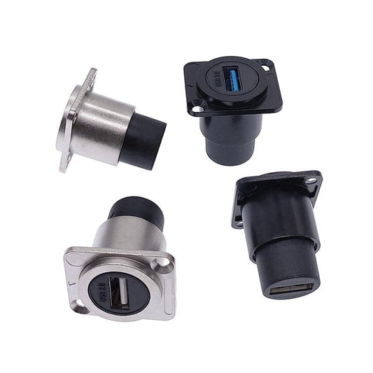 Metal female to female USB 2.0 3.0 connector panel mounting USB socket black.