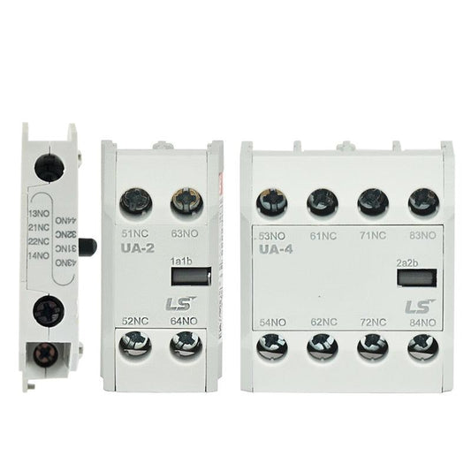 Contactor Auxiliary Contact  price,LS UA Auxiliary Contact Block, LS UA-1 UA-2 UA-4, Contactor Auxiliary Contacts, Side Mount Contact Block, Top Mount Auxiliary Contacts, 1a1b 2a2b 3a1b 4a 4b Contact Block, LS MC Contactor Accessory, NO NC Auxiliary Contacts, Industrial Control Circuit, Automation Contact Block, IEC Certified Contact Block, Motor Control Interlocking