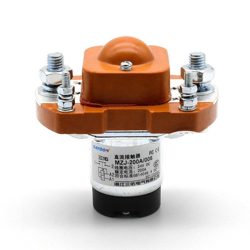 MZJ-200A DC24V 48V 12V DC Contactor For Electric Vehicle Forklift Battery Car Tractor Winch Motor 1NO Normal Open.