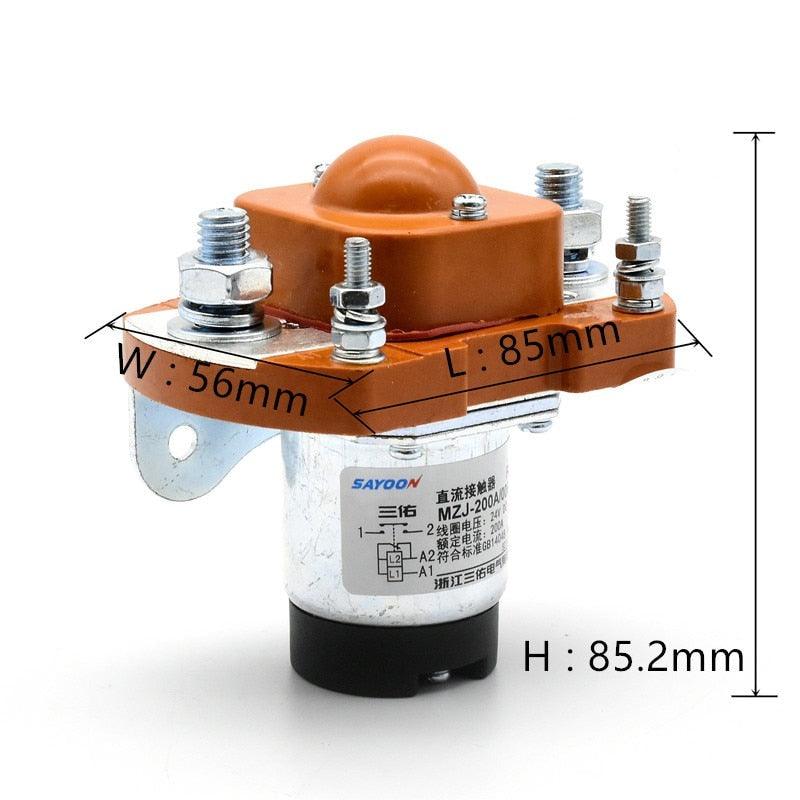 MZJ-200A DC24V 48V 12V DC Contactor For Electric Vehicle Forklift Battery Car Tractor Winch Motor 1NO Normal Open.