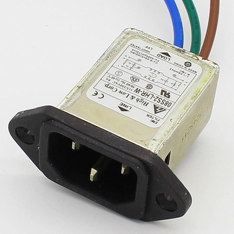 panel mounting 3 pins ac socket 8A EMI filter 115/250VAC 8A 50/60Hz High &amp; Low Corp. EMI power filter Connector.