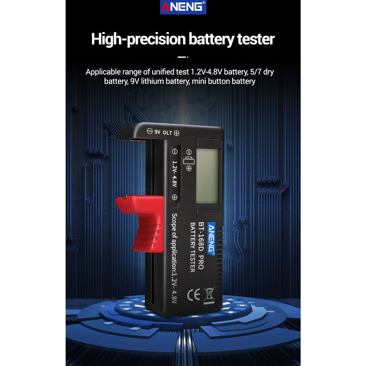 ANENG- AN-168 POR Digital Lithium Battery Capacity Tester Universal test.