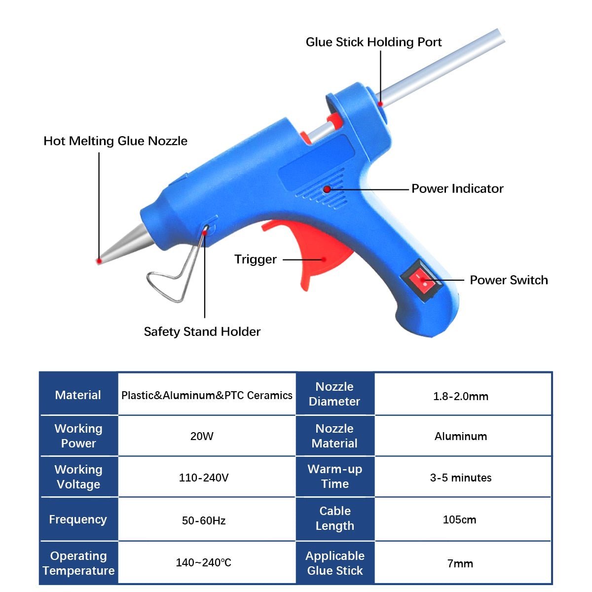 PROSTORMER- 20W High Temp Heater Melt Hot Glue Gun| AU/US/EU/UK Plug Optional.