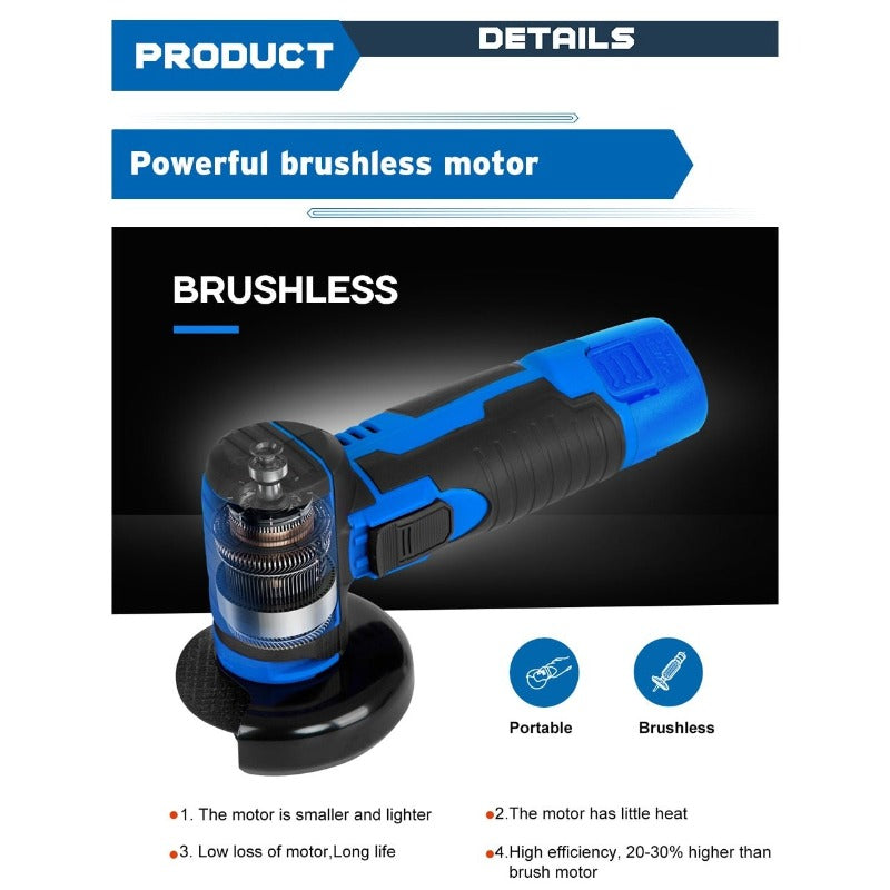 PROSTORMER- 12V Mini Brushless Angle Grinder Cordless| AU/US/EU/UK Plug Optional.