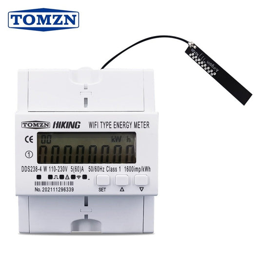 TOMZN- 5(60)A Single phase WIFI Smart Energy Meter RS485/ Antenna Optional.