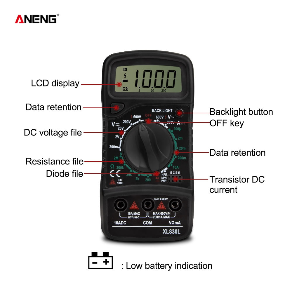ANENG- XL830L Digital Esr Meter Testers| Dmm Transistor Peak Tester Meter.