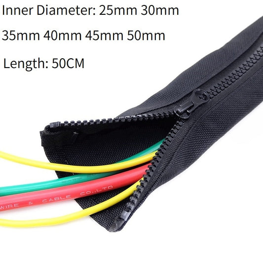 Zipper Cable Sleeve Flexible Nylon Cable Sock/ 25-50mm optional.