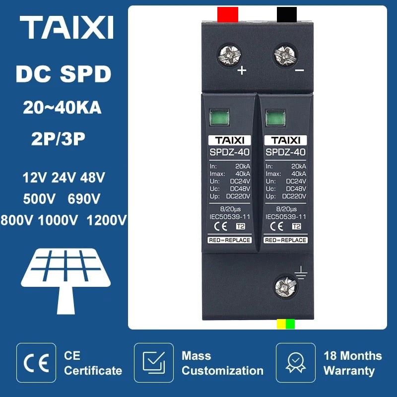 TAIXI- Photovoltaic DC SPD 2P/3P DC12V 24V 48V 500V 690V  800V 1000V.