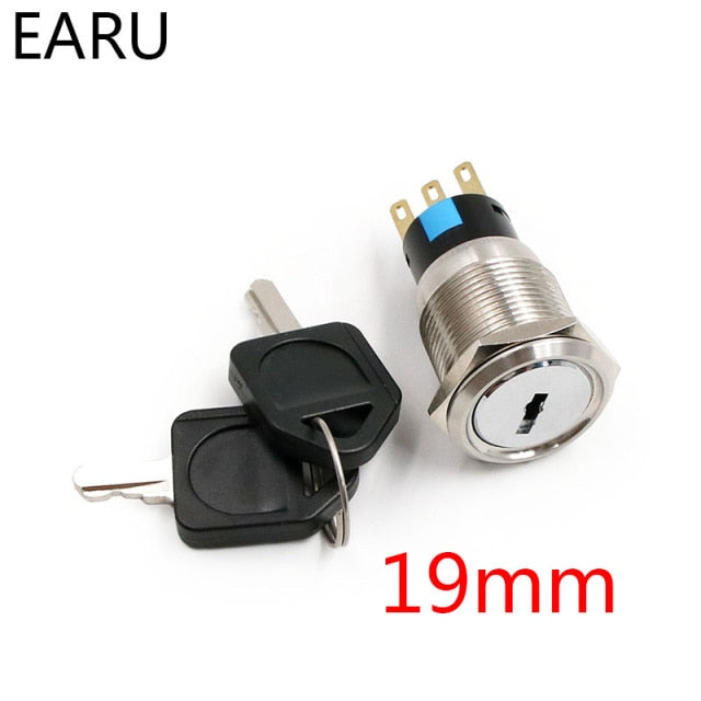EARU- 16mm 19mm 22mm Waterproof Stainless Steel Lock Key Knob Rotary Switch.