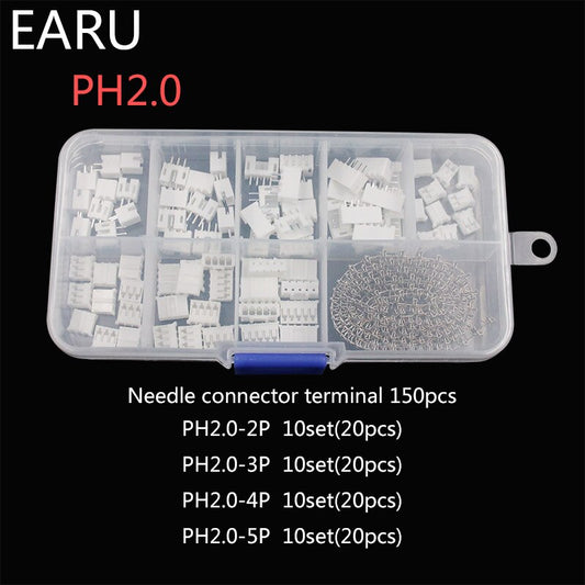 EARU- 230pcs XH2.54 PH2.0 2p 3p 4p 5 pin 2.54mm 2.0mm Pitch Terminal Kit.
