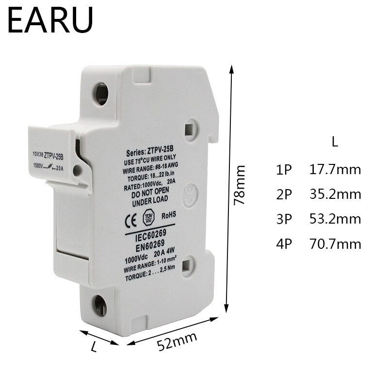 EARU- 1 Set 1P 2P 3P 4P Parallel Fuse Holder| 10*38mm.