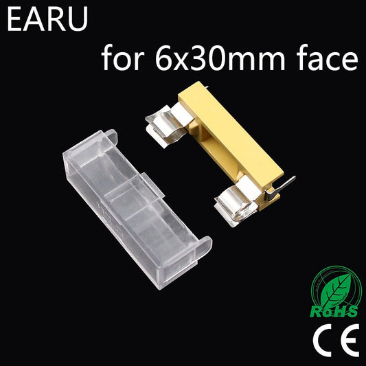EARU- 10pcs Panel Mount PCB for 6*30mm Glass Tube Fuse Holder.