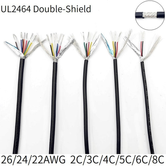 2/5/10M UL2464 Shielded Wire Channel Audio Line | 26, 24, 22AWG/2-8Cores Optional.