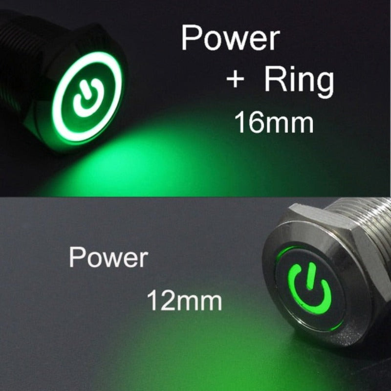 12mm 16mm metal push button switch power button Waterproof with LED light.