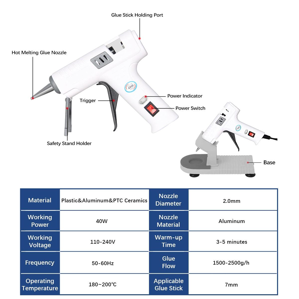 PROSTORMER- 20W High Temp Heater Melt Hot Glue Gun| AU/US/EU/UK Plug Optional.