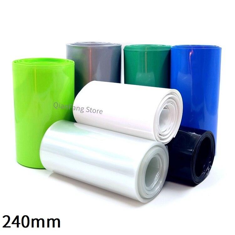 PVC Heat Shrink Tube 240mm Width Blue Multicolor Shrinkable Cable Sleeve Sheath Pack Cover for 18650 Lithium Battery Film Wrap.