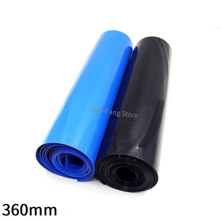 PVC Heat Shrink Tube 360mm Width Blue Black Shrinkable Cable Sleeve Sheath Pack Cover for 18650 Lithium Battery Film Wrap.
