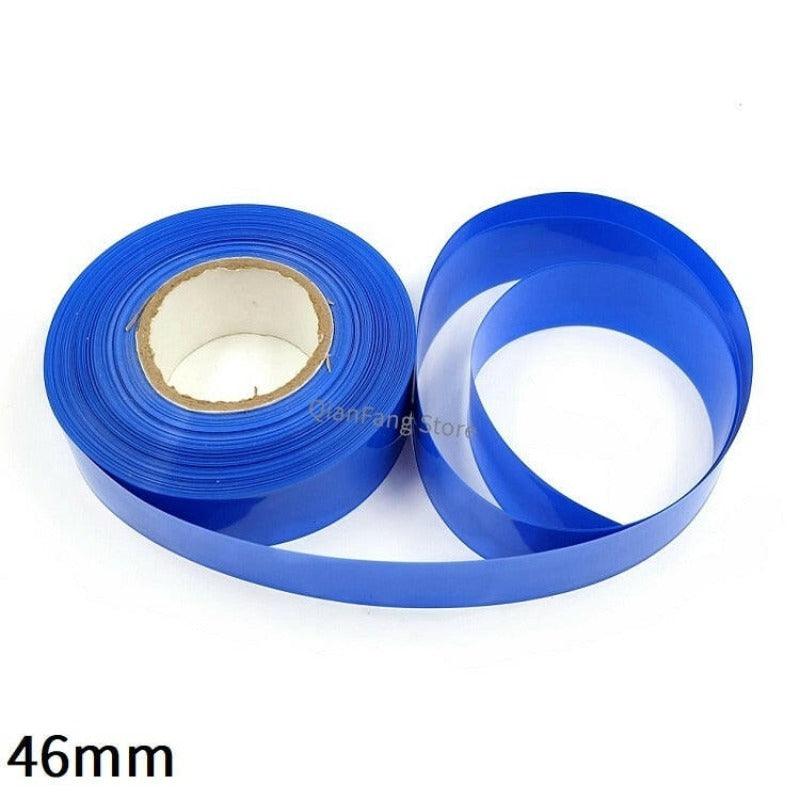 PVC Heat Shrink Tube 46mm Width Blue Protector Shrinkable Cable Sleeve Sheath Pack Cover for 18650 Lithium Battery Film Wrap.