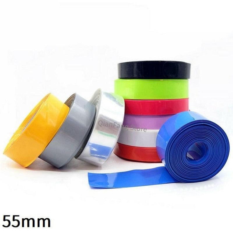 PVC Heat Shrink Tube 55mm Width Blue Multicolor Shrinkable Cable Sleeve Sheath Pack Cover for 18650 Lithium Battery Film Wrap.