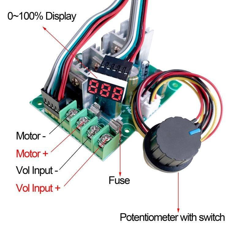 PWM DC motor speed controller Digital display  0~100% adjustable drive module 6V~60V Input Max30A.