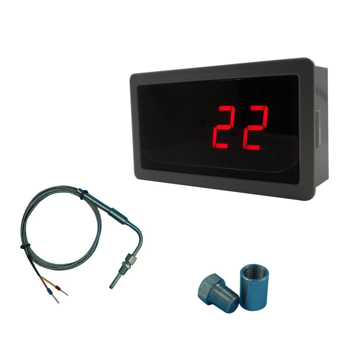 Red LED Gauge with EGT Temperature Sensors &amp; Weld Bund Combo Kit in Fahrenheit.