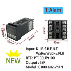 REX-C100 PID Temperaturregler Kit – 0–400°C, AC100-240V, Mit K-Typ Fühler & 40A SSR, Für Präzise Temperatursteuerung