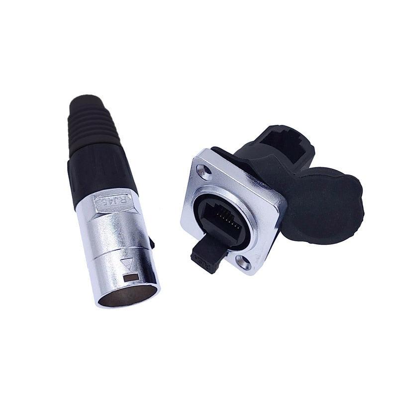 RJ45 waterproof connector plug D type panel mount socket  ip65 Ethernet connectors.