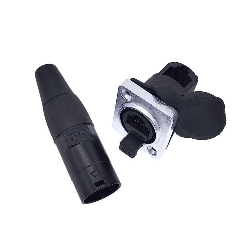RJ45 waterproof connector plug D type panel mount socket  ip65 Ethernet connectors.