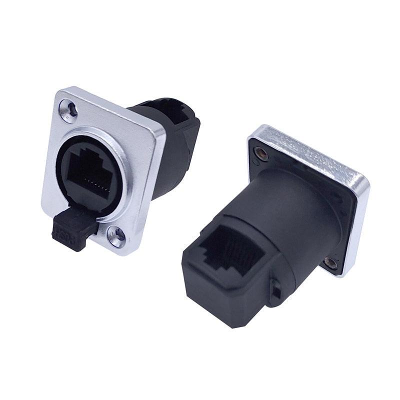 RJ45 waterproof connector plug D type panel mount socket  ip65 Ethernet connectors.