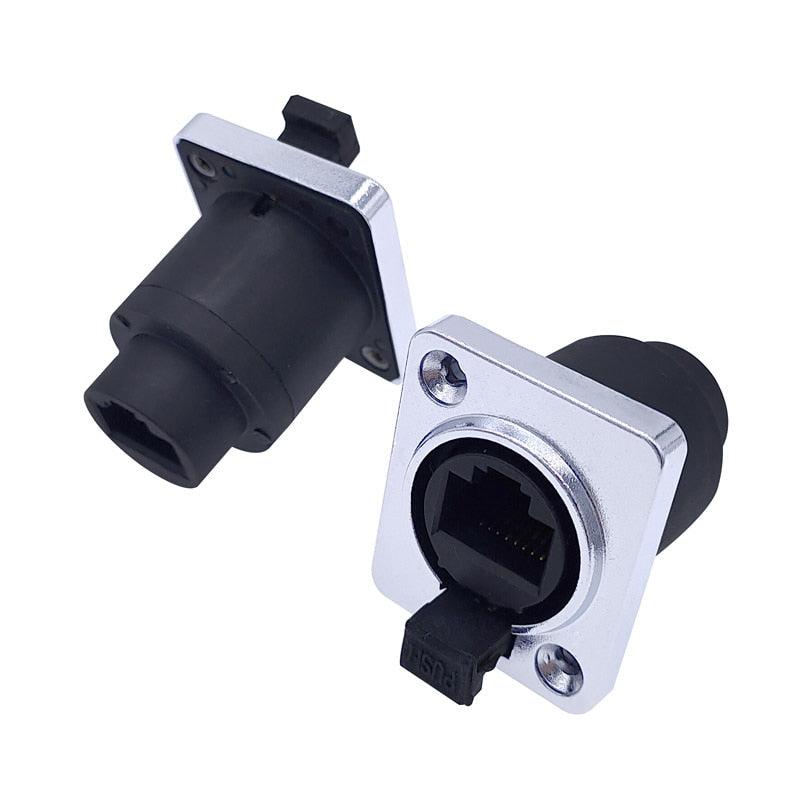 RJ45 waterproof connector plug D type panel mount socket  ip65 Ethernet connectors.