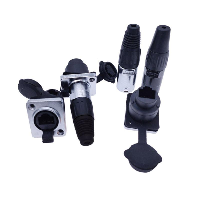 RJ45 waterproof connector plug D type panel mount socket  ip65 Ethernet connectors.