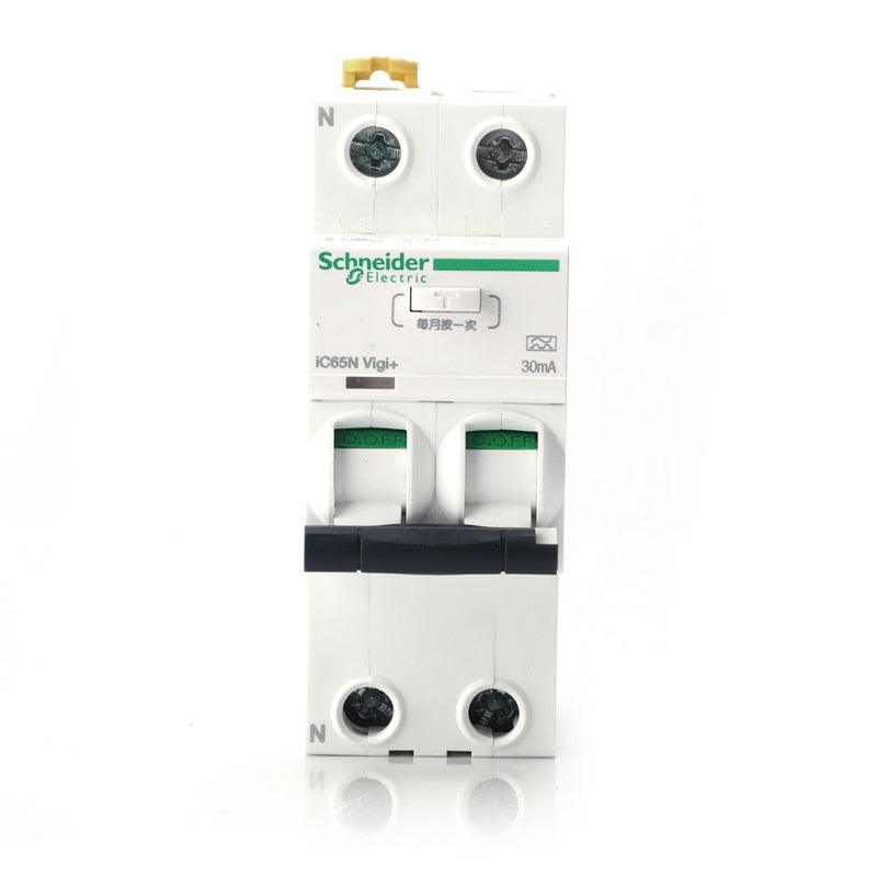 Schneider Electric Acti9 Vigi+ RCBO 2P 30mA A Type Residual Current Breaker with Overcurrent Protection.