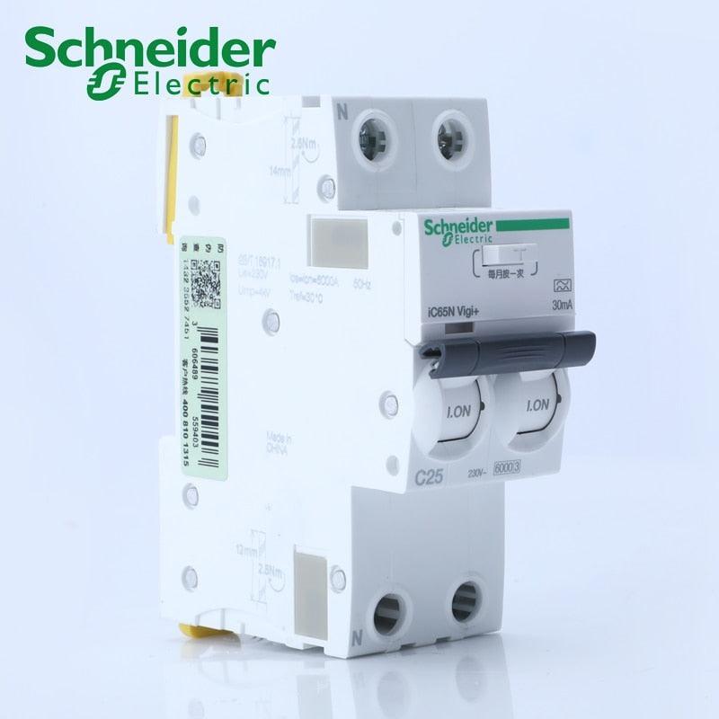 Schneider Electric Acti9 Vigi+ RCBO 2P 30mA A Type Residual Current Breaker with Overcurrent Protection.