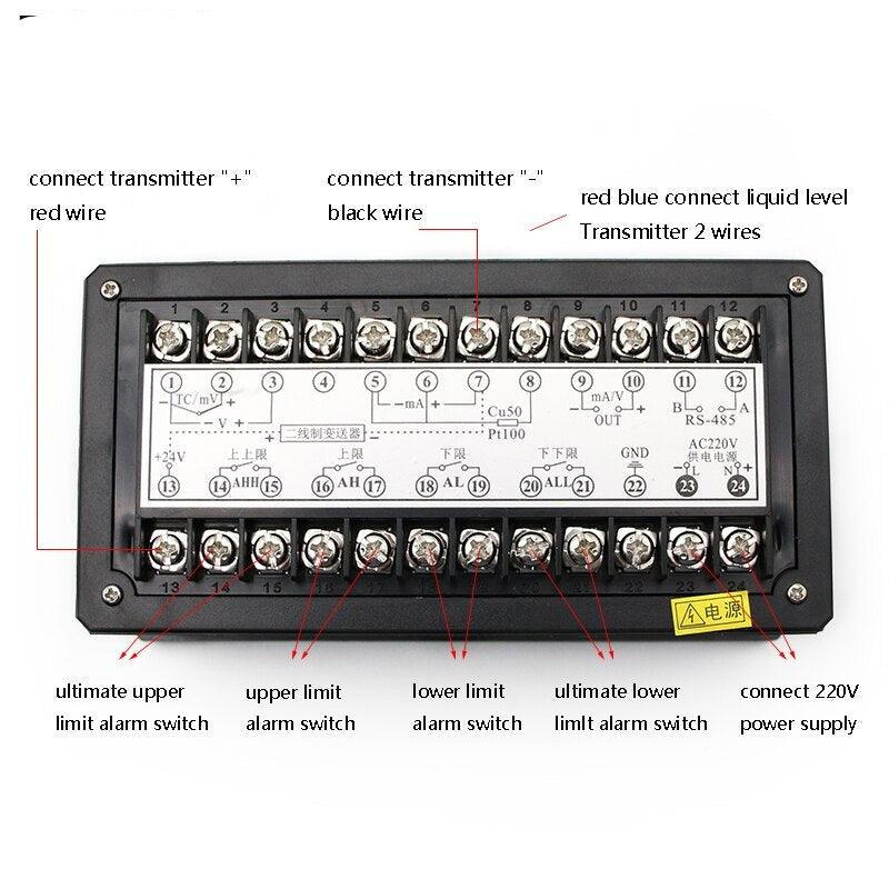 Sensor Meter Controller Temperature Pressure Water Level Control J K PT100 4-20mA  0-5V 0-10V universal Input 2 Way Relay Output.