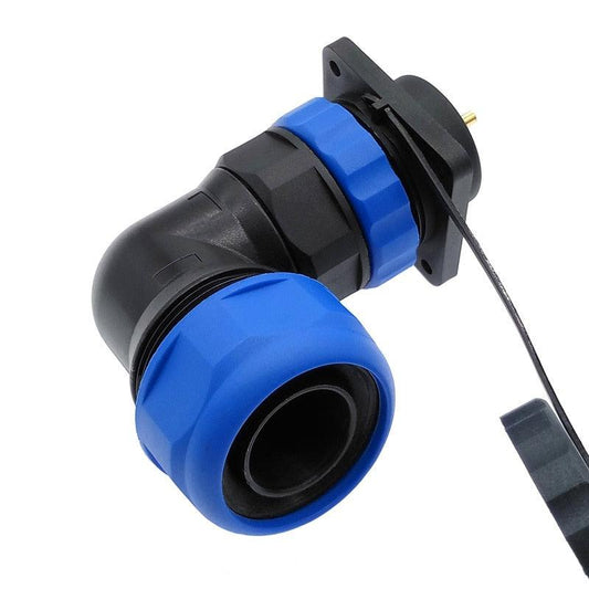SP28 corrugated pipe waterproof connector IP68 angle connectors 2pin 3/4/5/6/7/9/10/12/14/16/19/22/24/26Pin 90 degree elbow.