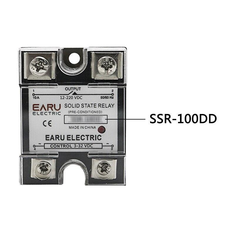 SSR-25DD SSR-40DD SSR 10A 60A 100A Single Phase Solid State Relay Module DC 3-32V Input DC 12-220V Output Voltage Transformer.