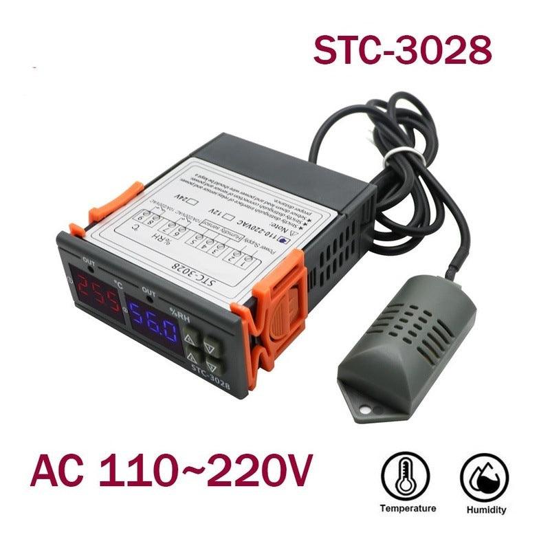 STC- 3028 Dual Digital Temperature Controller Hygrometer C/F Thermostat Two Relay Output AC 110V 220V DC 12V 24V 10A.